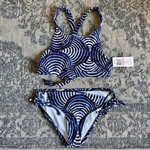 Brand New With Tags Girls Two Piece Blue Swirl Swimsuit